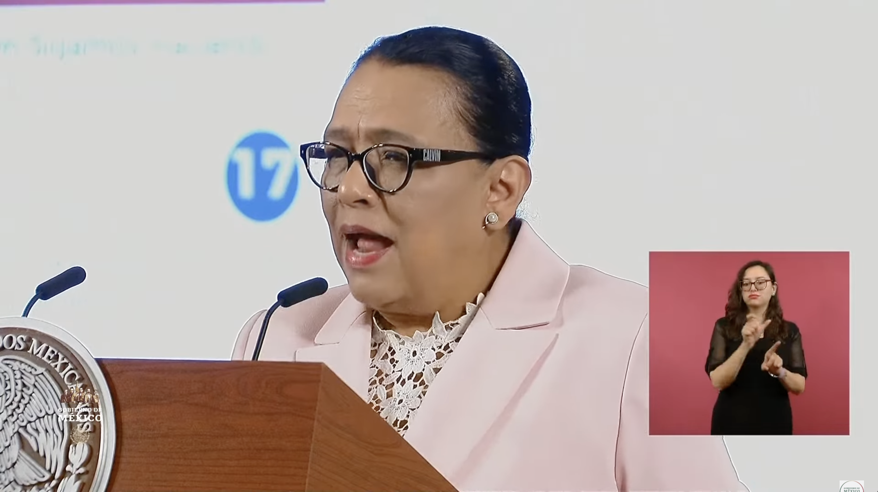 Rosa Icela Rodríguez en conferencia de prensa del 16 de abril de 2024